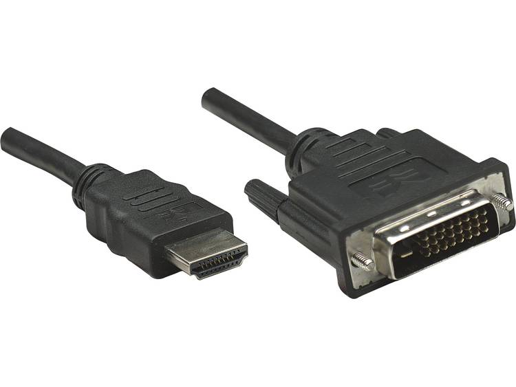Manhattan DVI-HDMI Aansluitkabel [1x HDMI-stekker 1x DVI-stekker 24+1-polig] 4.50 m Zwart