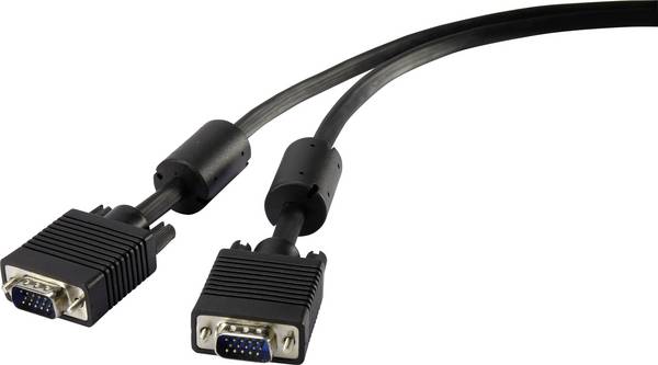 Renkforce RF-4212492 VGA-kabel VGA Aansluitkabel VGA-stekker 15-polig, VGA-stekker 15-polig 0.50 m Zwart Met Ferrietkern