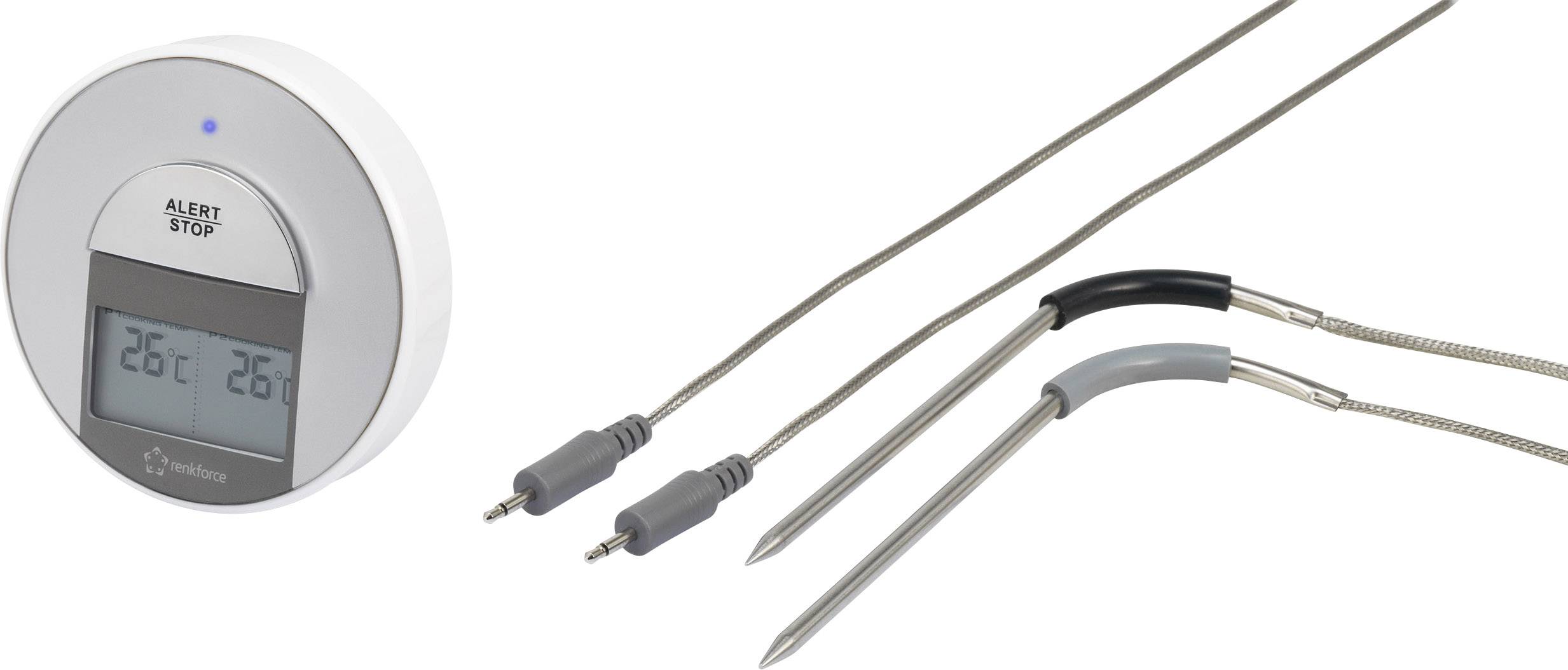 Barbecuethermometer Gratis app, Kabelsensor, Alarm, Automatische uitschakeling Renkforce-1
