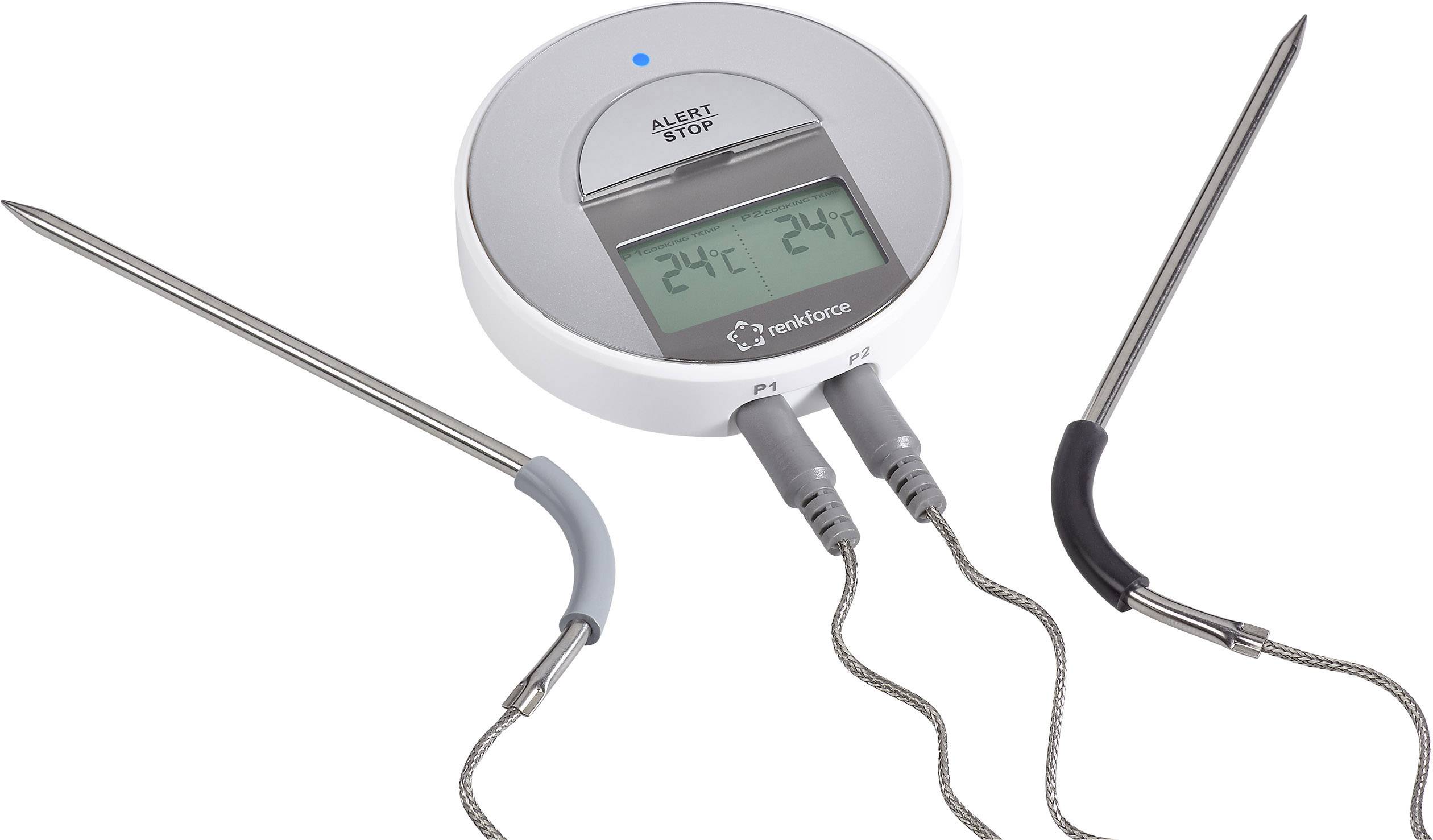 Barbecuethermometer Gratis app, Kabelsensor, Alarm, Automatische uitschakeling Renkforce-3