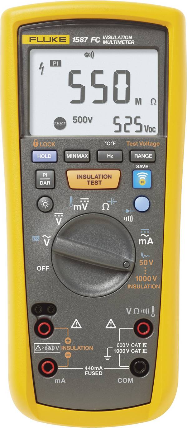 Fluke 1587 FC Isolatiemeter  50 V, 100 V, 250 V, 500 V, 1000 V 2 GΩ