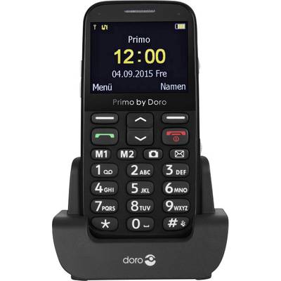 Primo by DORO 366 Senioren mobiele telefoon Met laadstation, SOS-knop Zwart