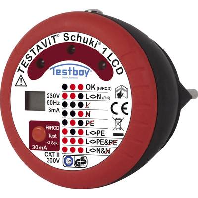 Testboy Testavit Schuki 1 LCD Stopcontacttester  CAT II 300 V LCD, LED