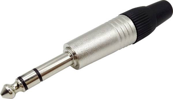 TRU COMPONENTS 1408825 Jackplug 6,35 mm Stekker, recht Aantal polen: 3 Stereo Zilver 1 stuk(s)