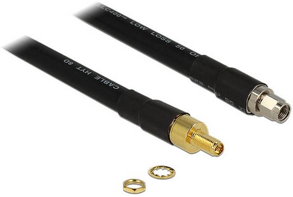 Delock WiFi-antenne Aansluitkabel [1x RP-SMA-stekker - 1x RP-SMA-bus] 40.00 cm Zwart