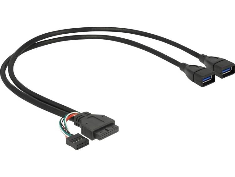 DeLOCK USB3.0 Kabel Delock Pinheader 19pin+9pin -> 2x A Bu-Bu 0.45m (83829)