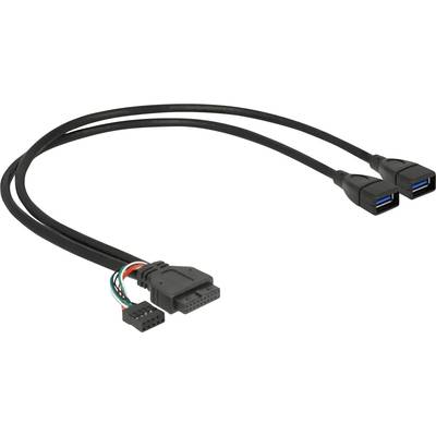 Delock USB-kabel USB 3.2 Gen1 (USB 3.0 / USB 3.1 Gen1) Shrouded header 19-polig, USB-A bus 45.00 cm Zwart  83829