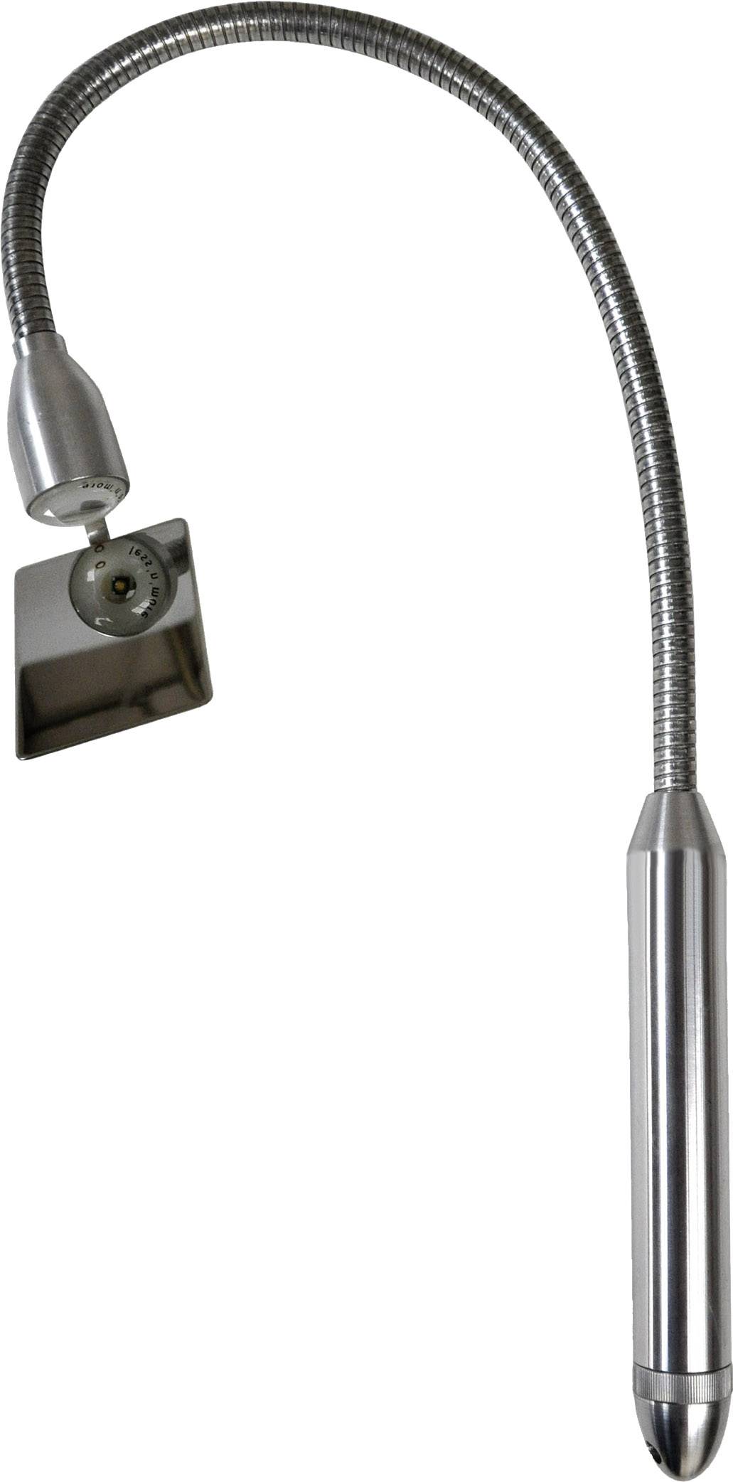 Lamp met flexibele hals en rechthoekige lichtbron, ideaal voor gerichte verlichting in moderne interieurs.