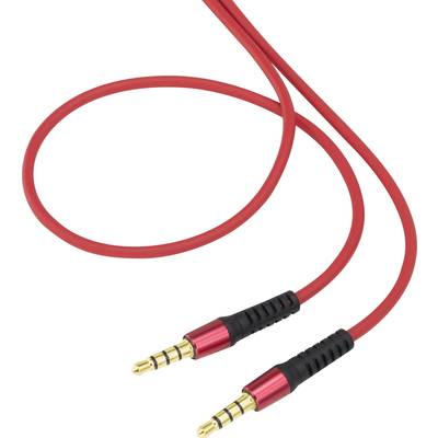 SpeaKa Professional Jackplug 4-polig Audio Aansluitkabel [1x Jackplug male 3,5 mm - 1x Jackplug male 3,5 mm] 0.50 m Rood