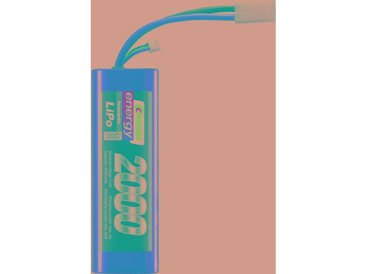 Conrad energy LiPo accupack 7.4 V 2000 mAh Aantal cellen: 2 20 C Hardcase Tamiya-stekker