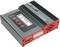 Een oplader in een behuizing van grijs en rood met een display en knoppen voor het instellen van laadparameters. Model 'V-Charge 50'.