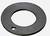 Ronde zwarte sluitring met een klein gat aan de zijkant.