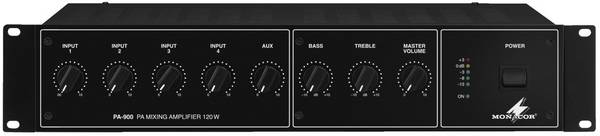 Monacor PA-900 PA-versterker 120 W 4-kanaals