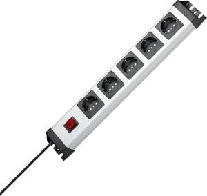 Conrad Kopp 226620015 Stekkerdoos met schakelaar 5-voudig Grijs, Zwart Randaarde stekker 1 stuk(s) aanbieding