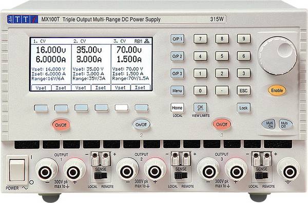 Aim TTi MX100T Labvoeding, regelbaar  0 - 35 V/DC 0 - 6 A 315 W LAN Programmeerbaar Aantal uitgangen: 3 x