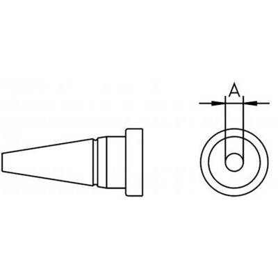 Technische tekening van een afdichtingsring. Zijaanzicht links toont conische vorm, bovenaanzicht rechts toont cirkelvormige doorsnede met maataanduiding 'A'.