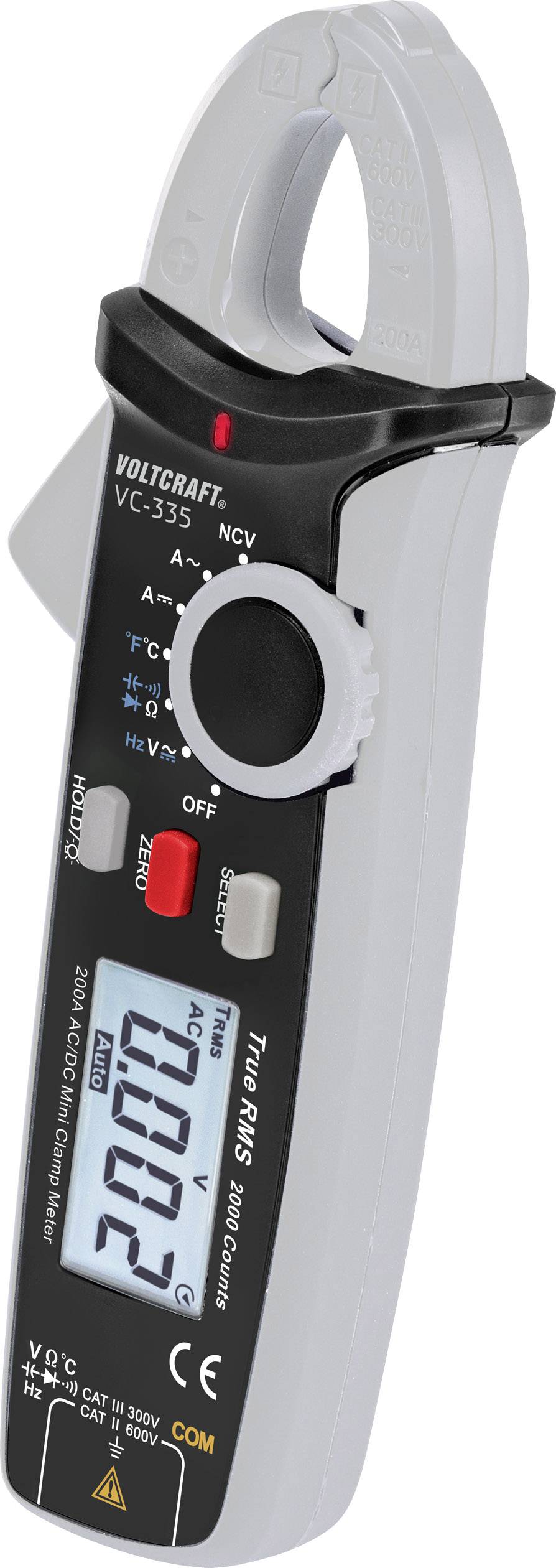 VOLTCRAFT VC-335 Stroomtang Digitaal CAT II 600 V, CAT III 300 V Weergave (counts): 2000-3