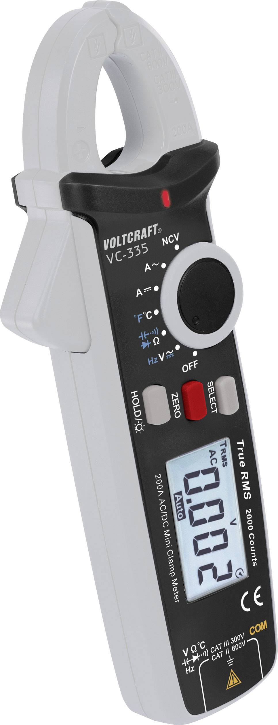 VOLTCRAFT VC-335 Stroomtang Digitaal CAT II 600 V, CAT III 300 V Weergave (counts): 2000-4