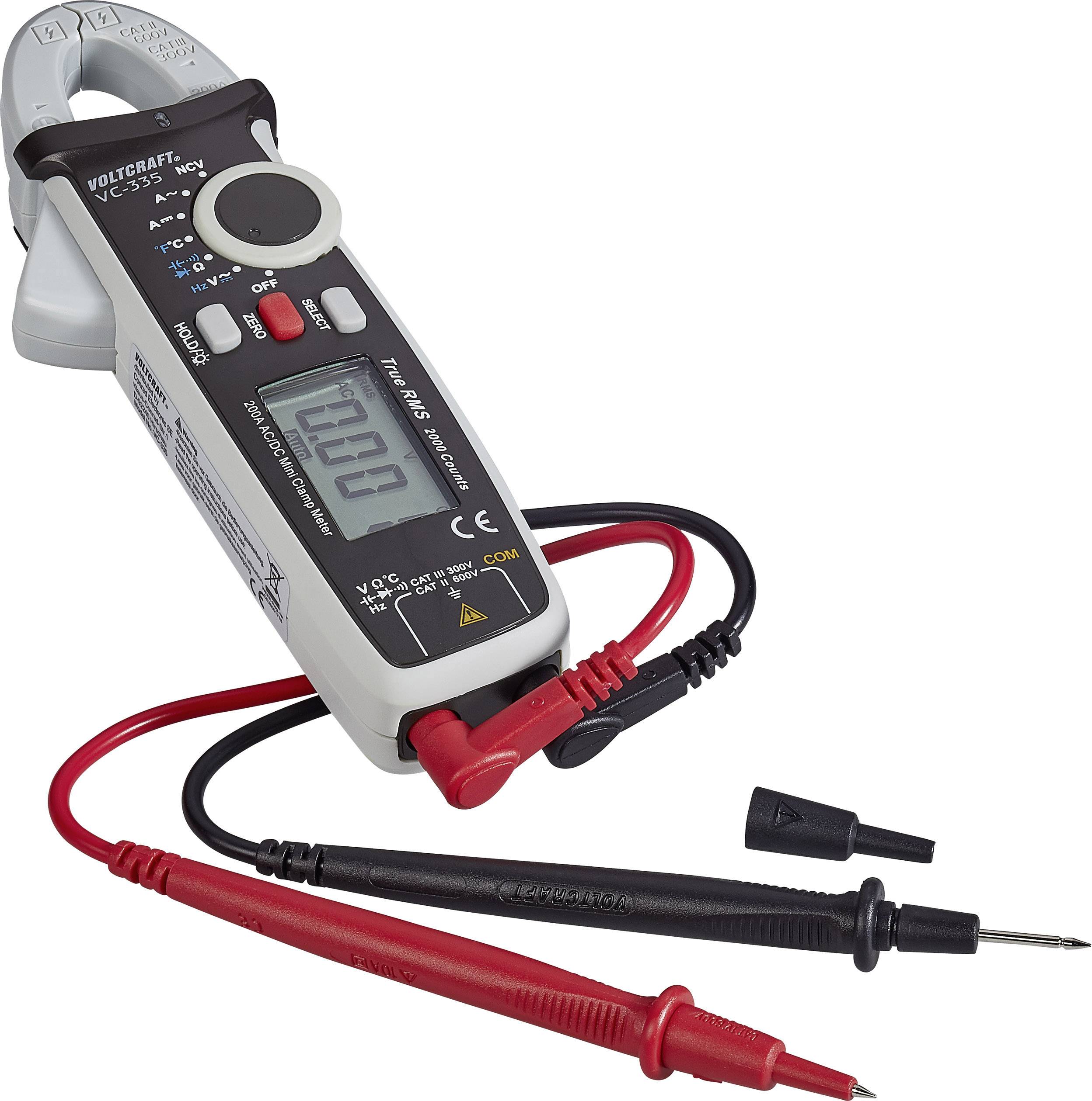 VOLTCRAFT VC-335 Stroomtang Digitaal CAT II 600 V, CAT III 300 V Weergave (counts): 2000-7