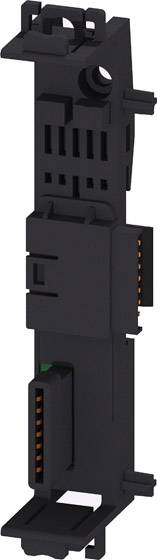Zwart elektronisch onderdeel, verticaal georiënteerd met meerdere aansluitingen en connectoren, mogelijk een module voor elektrische toepassingen.