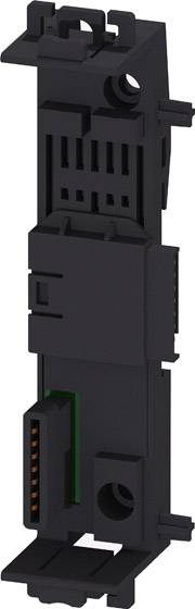 Zwarte stekker met rechthoekige behuizing en zichtbare koperen pinnen. Geschikt voor industriële of elektronische toepassingen.