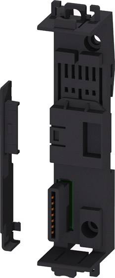 Zwart kunststof behuizing van een elektronische connector met meerdere aansluitplaatsen en openingen.