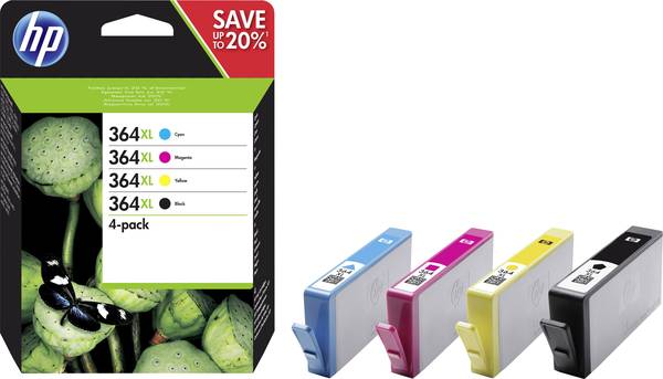 HP Cartridge 364 XL Origineel Combipack Zwart, Cyaan, Magenta, Geel