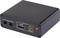 Een zwarte converter met HDMI- en audio-uitgang en een LED-indicatie. Hij ondersteunt 720p/1080p bij 50Hz/60Hz.