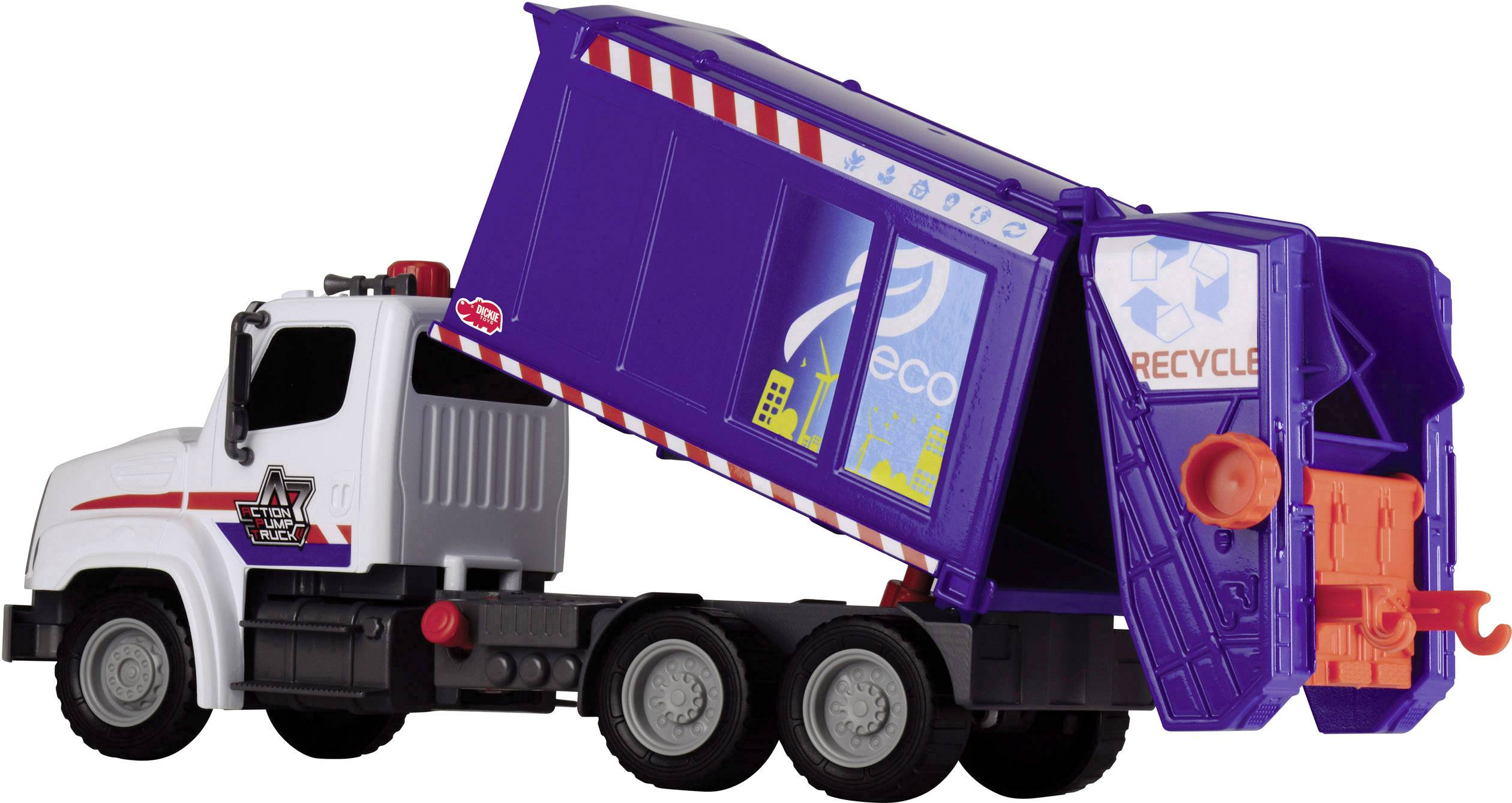 Dickie Toys Air Pump Garbage Truck - vuilniswagen, blauw | Conrad.nl