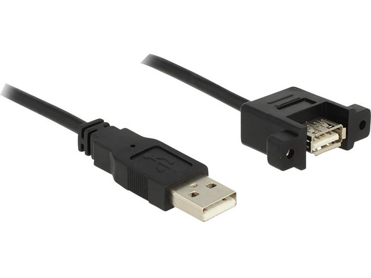 Delock USB 2.0 Verlengkabel [1x USB 2.0 stekker A 1x USB 2.0 bus A] 1 m Zwart