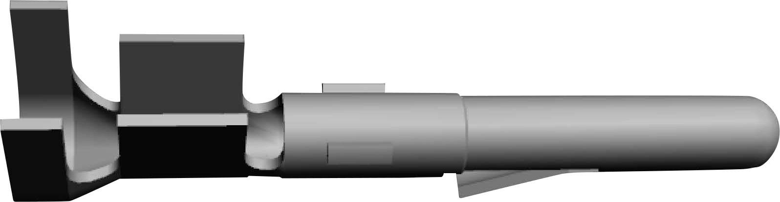 Een grijze technische tekening van een cilindrisch metalen onderdeel met meerdere trappen en uitstulpingen aan één zijde.