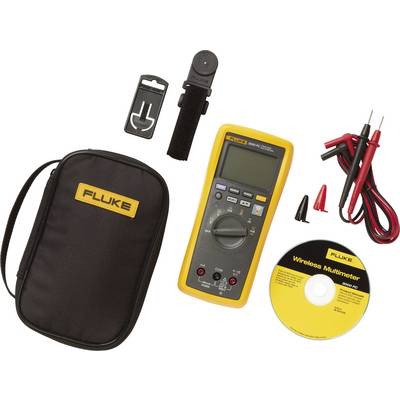 Multimeter-set met tas, multimeter, cd, meetsnoeren, klemmen en houder.