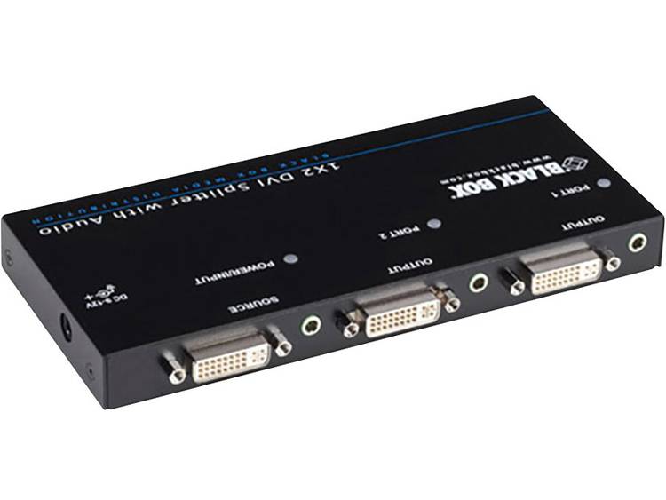 2 poorten DVI-splitter Black Box met audiopoorten, met equalizer-functie, met status-LED's 1080 pix 