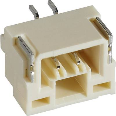 Een rechthoekige, beige stekker met drie metalen pinnen bovenaan, geschikt voor elektronische verbindingen in apparaten of schakelingen.