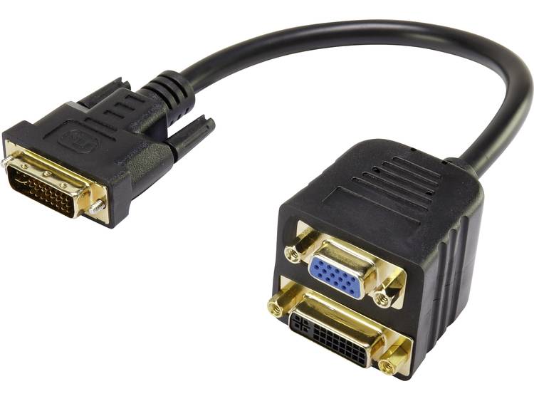 renkforce DVI-VGA Y-adapter [1x DVI-stekker 24+5-polig 1x VGA bus, DVI-bus 24+5-polig] Zwart