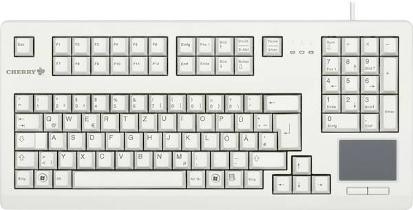 CHERRY TOUCHBOARD G80-11900 Toetsenbord USB QWERTZ, Duits Grijs Touch-oppervlak, Muisknoppen