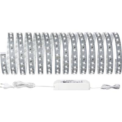 LED-lichtstrip in lus-vorm met heldere witte LED's en een aangesloten voedingsadapter zichtbaar.