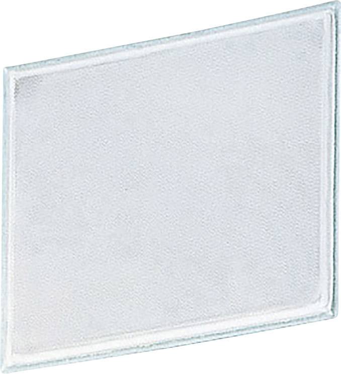 Rechthoekige, licht getinte glasplaat met afgeronde hoeken tegen een witte achtergrond.