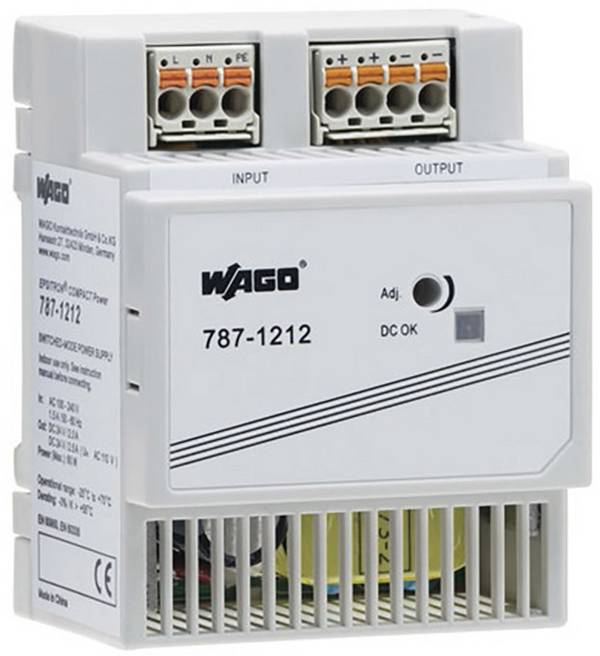 WAGO 787-1212 DIN-rail netvoeding 24 V 2.5 A 60 W Aantal uitgangen:1 x Inhoud 1 stuk(s)
