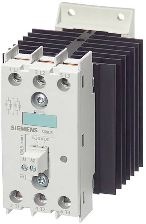 Een elektromagnetische schakelaar van Siemens met labels voor spanning en aansluitingen, voornamelijk gebruikt in industriële toepassingen.