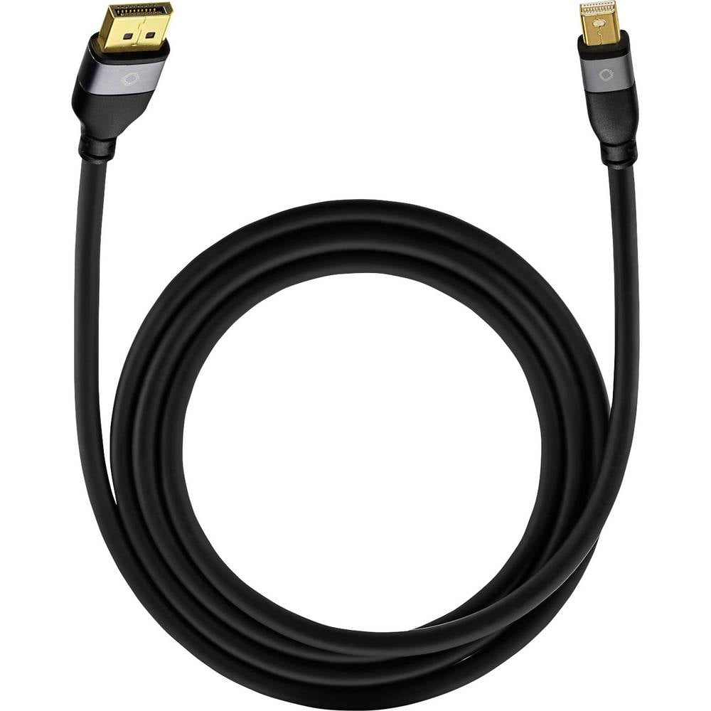 Oehlbach Mini-displayport / DisplayPort Adapterkabel Mini DisplayPort stekker, DisplayPort stekker 1.00 m Zwart 9250 Vergulde steekcontacten DisplayPort-kabel