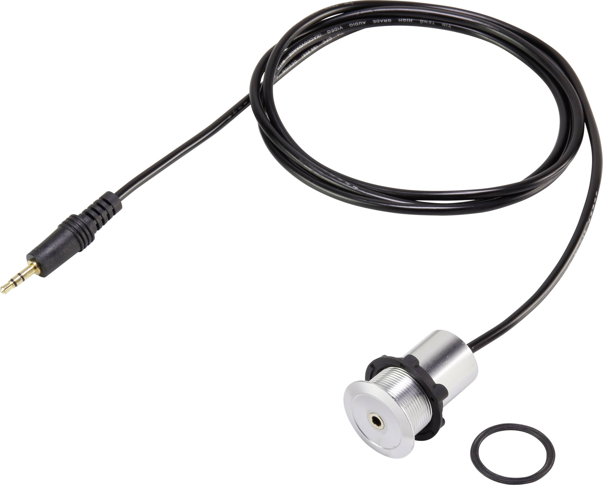Bedraad microfoon met 3,5-mm-jackplug, geschikt voor mechanische toepassingen of elektronische apparaten, inclusief afdichtingsring.