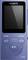 Blauwe Sony Walkman met display en bedieningsknoppen: Home, Power, Terug, Optie, Afspelen. Compact ontwerp voor muziek onderweg.