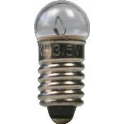 Een kleine gloeilamp met schroefdraad, gemarkeerd met '3,5V'.