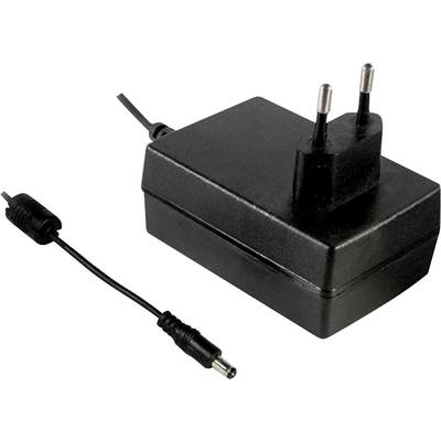 Zwart voedingsadapter met twee aansluitingen en een kabel die in verschillende elektronische apparaten kan worden gestoken.