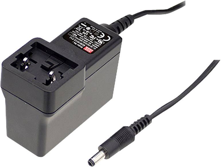 Zwart netsnoer met Europese stekkeradapter, kabel en ronde aansluitstekker. Geschikt voor elektronische apparaten.