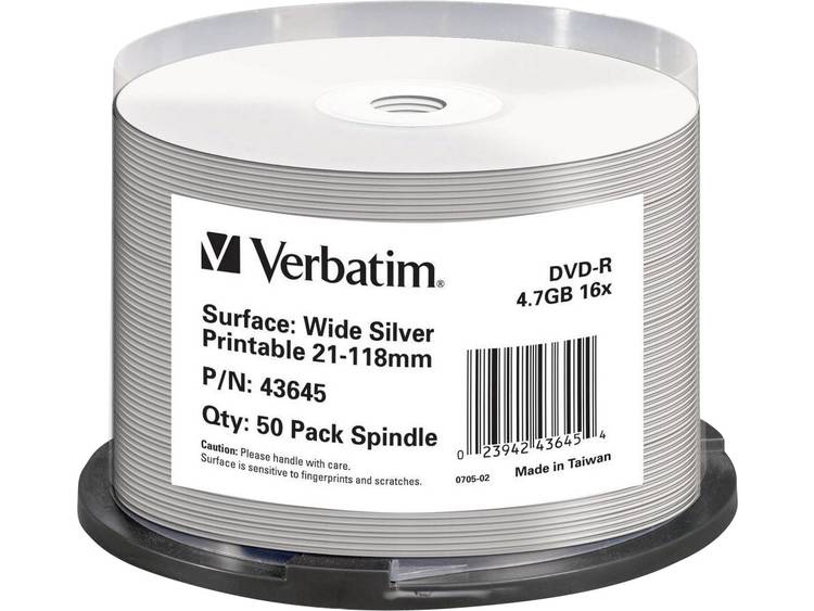 Verbatim DVD-R Wide Silver Inkjet Printable No ID Brand (43645)
