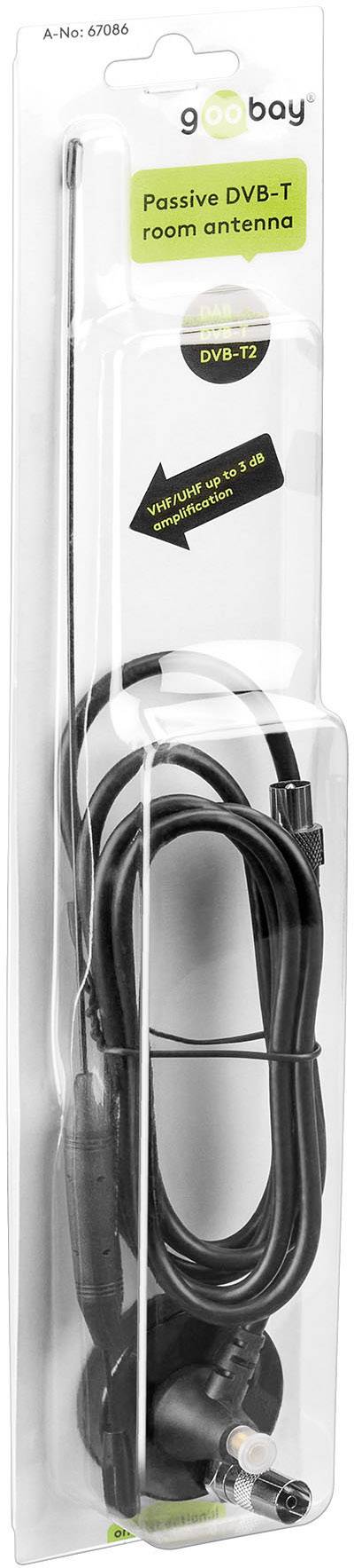 Goobay passieve DVB-T2 (HD) binnenantenne - 3 dBi/6 dBi antenne voor ontvangst van DVB-T/DVB-T2 HD-programma's-1