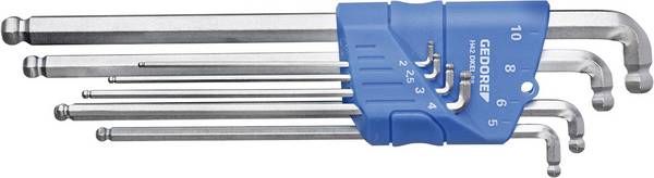Gedore 2797186 Inbus Haakse schroevendraaierset 2 mm, 2.5 mm, 3 mm, 4 mm, 5 mm, 6 mm, 8 mm, 10 mm   8-delig