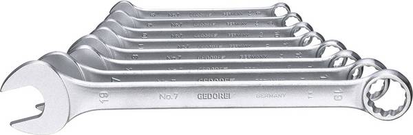Gedore 6092850 7-080 Ring-steeksleutelset 8-delig Sleutelbreedte (metrisch) 8 - 19 mm